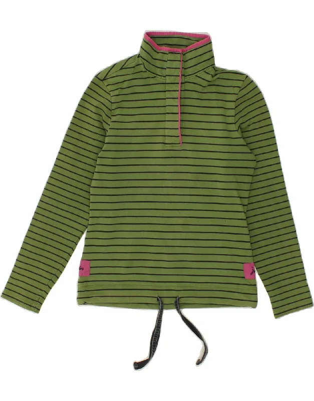 JOULES Womens Button Neck Sweatshirt Jumper UK 8 Small  Green Striped