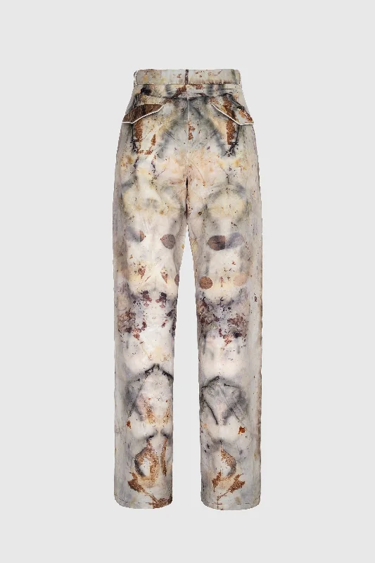 Leaf Print Trousers - Wool