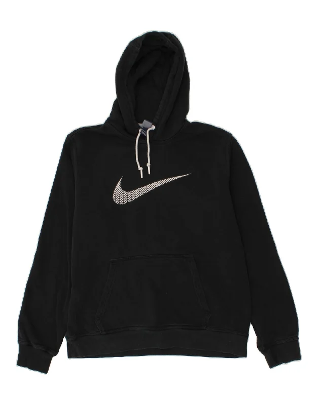 NIKE Mens Graphic Hoodie Jumper Large Black Cotton