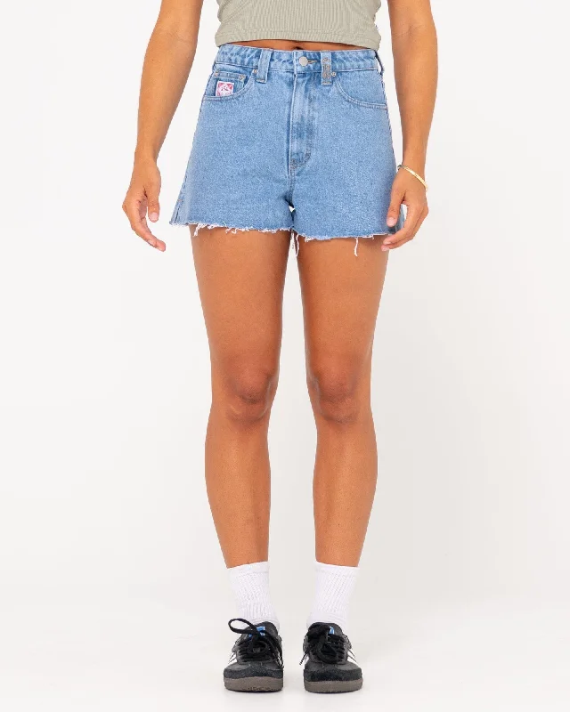 Rusty Penny Kick Flare Denim Shorts