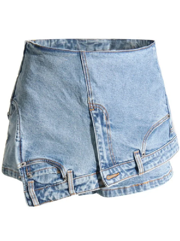 Jean Pocket Skirt Denim Shorts