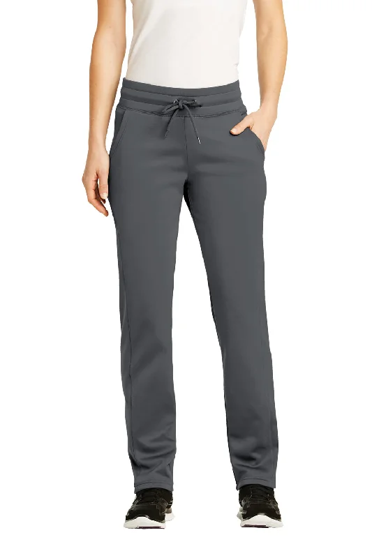 Sport-Tek Womens Sport Wick Moisture Wicking Fleece Sweatpants w/ Pockets - Dark Smoke Grey - Closeout