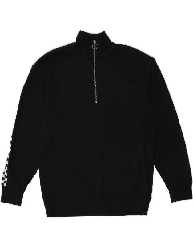 VANS Mens Zip Neck Sweatshirt Jumper XS Black Cotton