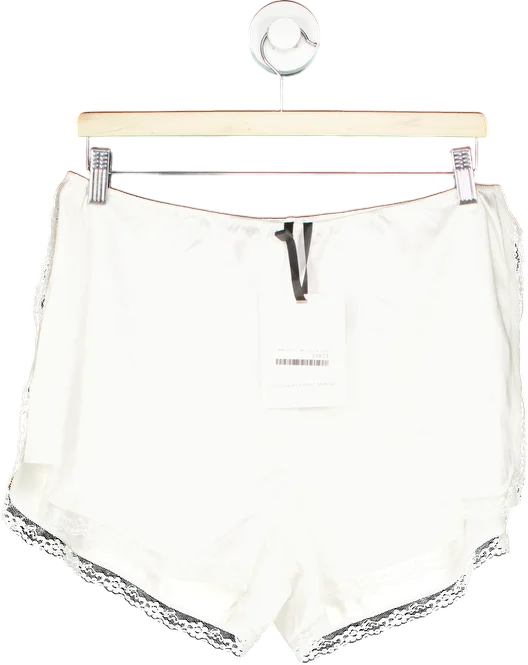 Victoria Beckham x Mango White Silk Lace Trim Shorts UK L