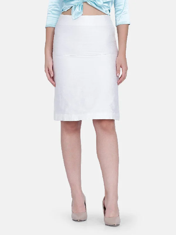 Dupioni Straight Skirt - White