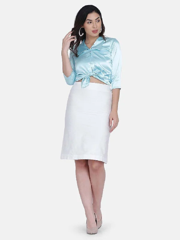 Dupioni Straight Skirt - White