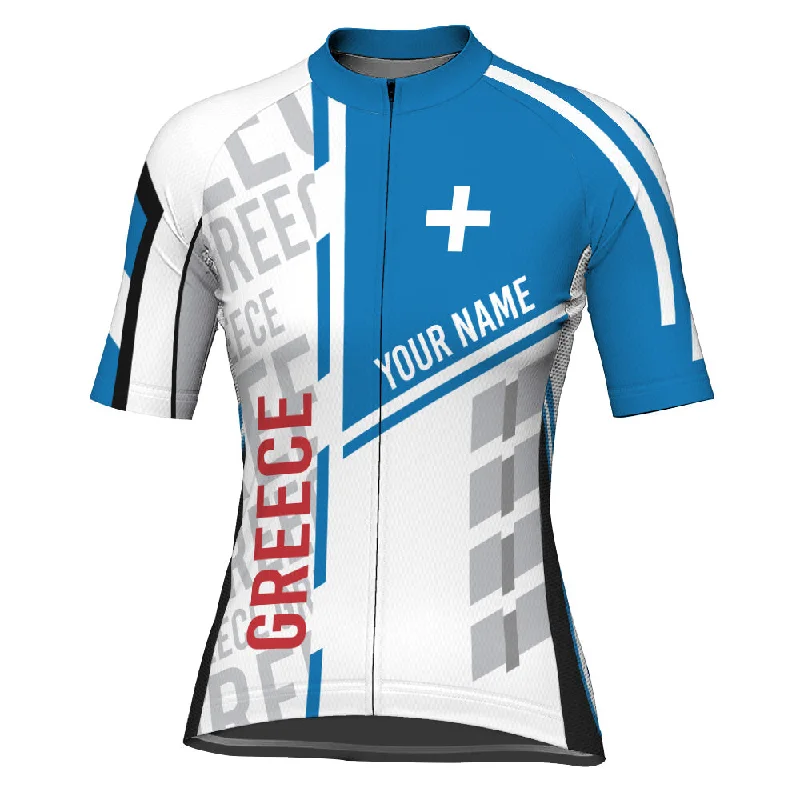 Customized Greece Winter Thermal Fleece Short Sleeve Cycling Jersey for Women