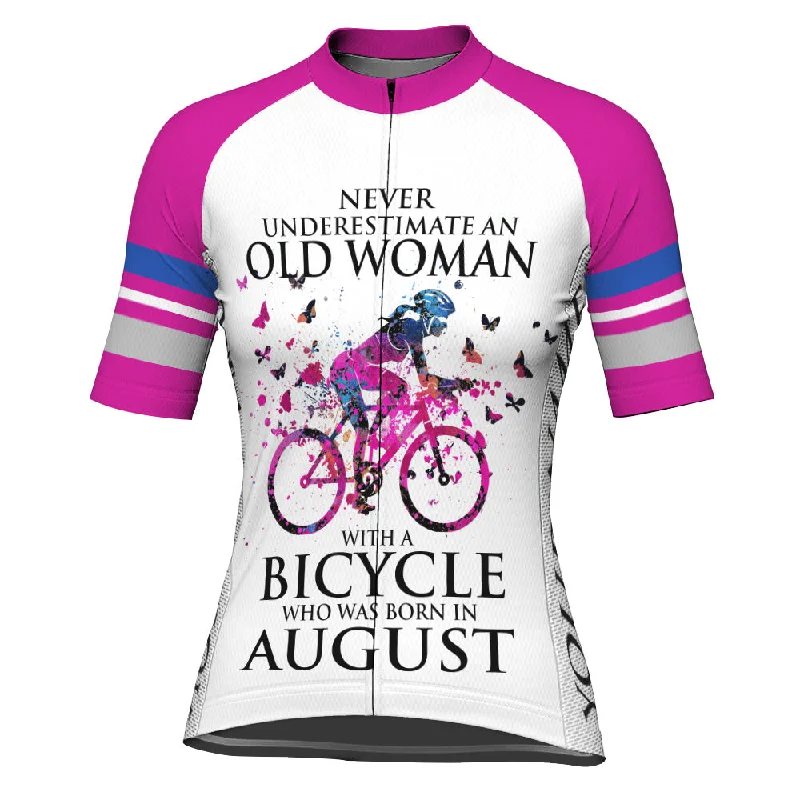 Customized Short Sleeve Cycling Jersey for Women- Never Underestimate An Old Woman With A Bicycle