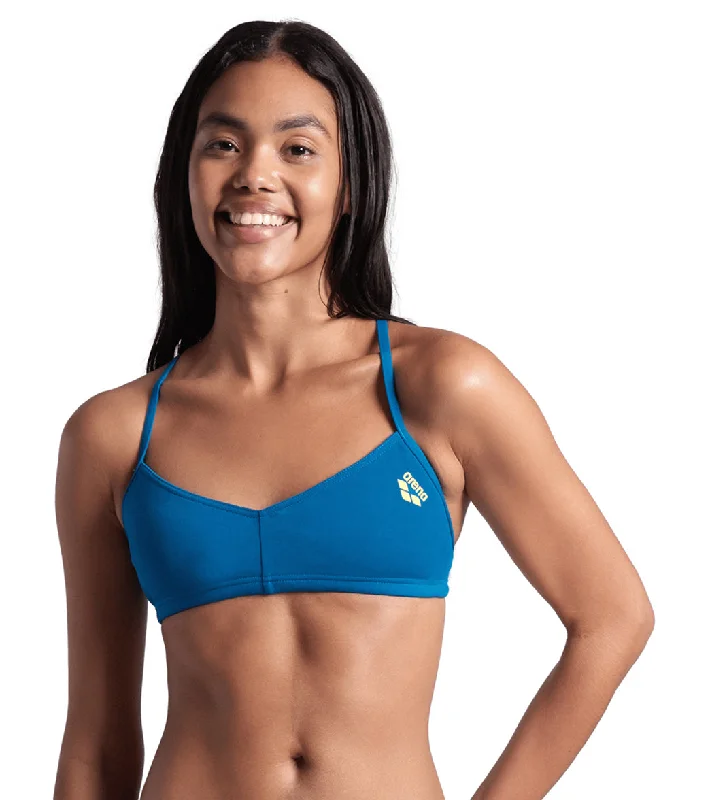 Arena Women's Bandeau Live Bikini top Blue Cosmo/Yellow Star Knit bikini, Comfortable, Trendy, Chic Arena Women's Bandeau Live Bikini top Blue Cosmo/Yellow Star Knit bikini, Comfortable, Trendy, Chic
