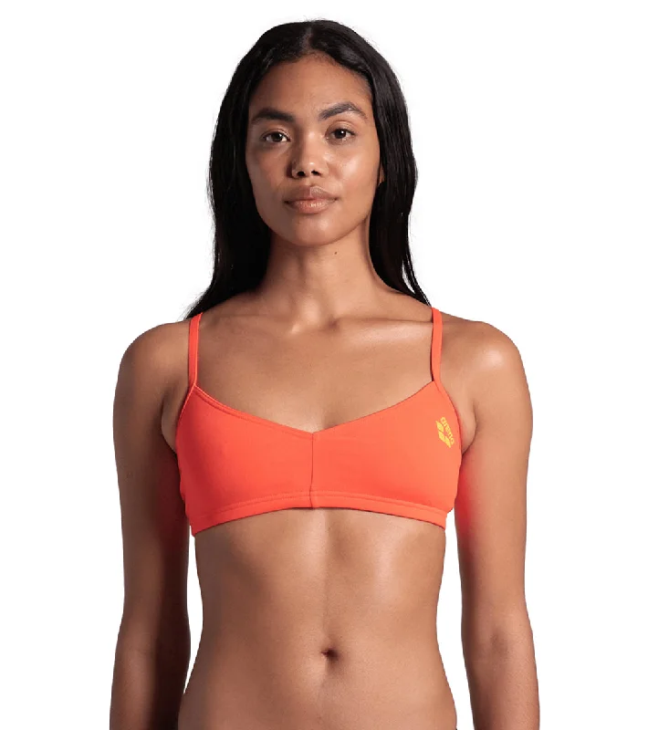 Arena Women's Bandeau Live Bikini top Bright Coral/Yellow Star Lace bikini top, Feminine, Elegant, Sexy Arena Women's Bandeau Live Bikini top Bright Coral/Yellow Star Lace bikini top, Feminine, Elegant, Sexy