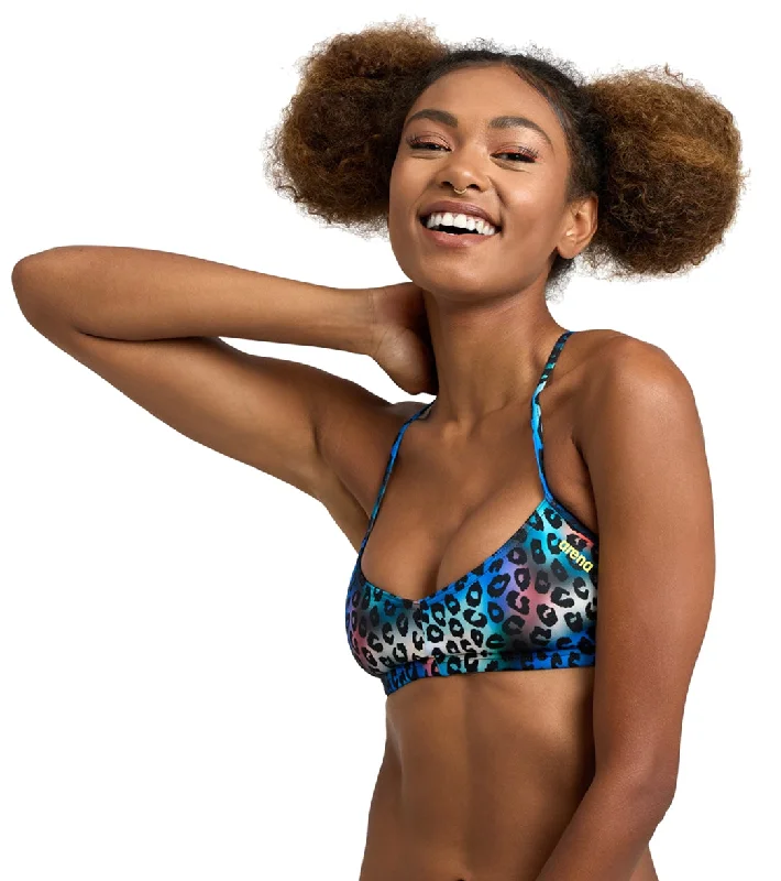Arena Women's Bandeau Live Bikini top Neon Blue Multi/Yellow Star High-waist bikini, Retro style, Trendy, Comfortable Arena Women's Bandeau Live Bikini top Neon Blue Multi/Yellow Star High-waist bikini, Retro style, Trendy, Comfortable