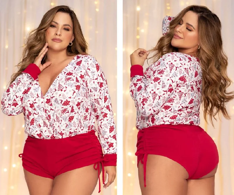 Mapale 7530X Long Sleeve Sleep Romper Color Holiday Print Strappy jumpsuit, Simple design, Casual, Trendy Mapale 7530X Long Sleeve Sleep Romper Color Holiday Print Strappy jumpsuit, Simple design, Casual, Trendy